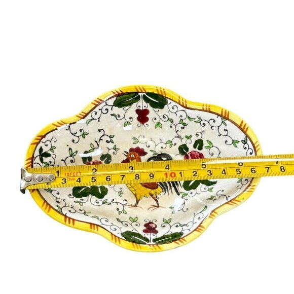 Vintage Ucagco Rooster, Roses Dish Early Provincial Underglaze Decorative Plate - Picture 7 of 14